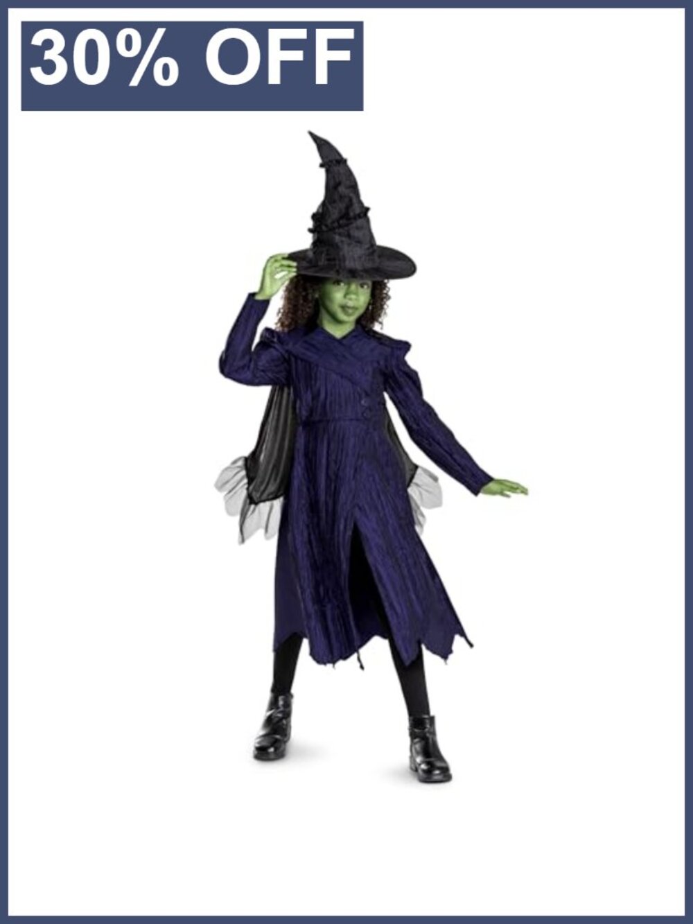 Kids Elphaba Costume Dress Cape Hat Wicked Licensed Halloween Outfit